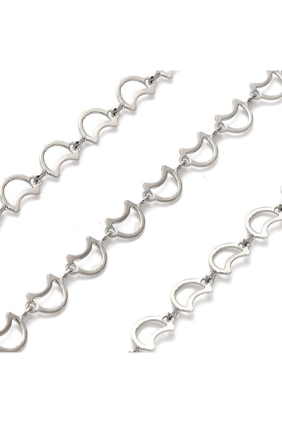304 Stainless Steel Moon Link Chains Unwelded Stainless Steel Color 10x5x2mm diy