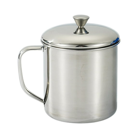 304 Stainless Steel Mouth Cup with Handle Water Cup with Lid Cup Teapot Small Cup of Water for Coffee, Milk, Juice, Tea and Cold or Hot Drinks
