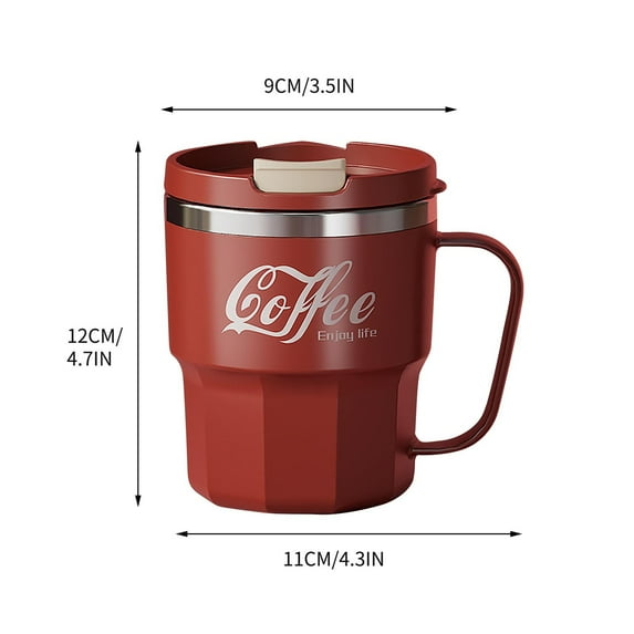 304 Stainless Steel Mug Double-layer Heat Coffee Cup With Lid Water Cup For Students Large Capacity, Stainless Steel Mug with Lid, Insulated Cup for Water, Tea, Hot and Cold Drinks