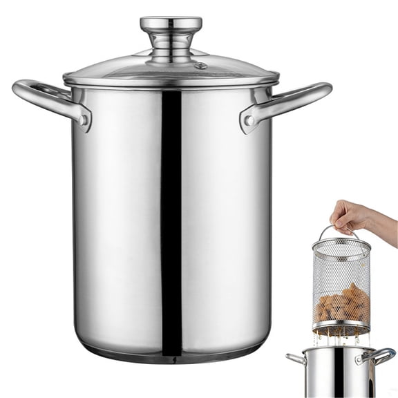 304 Stainless Steel Multi-Function Deep Fryer - Home Pot, Pasta & Asparagus Cooking Deep Pot with Filter, Fried Food Special Pot for Kitchen