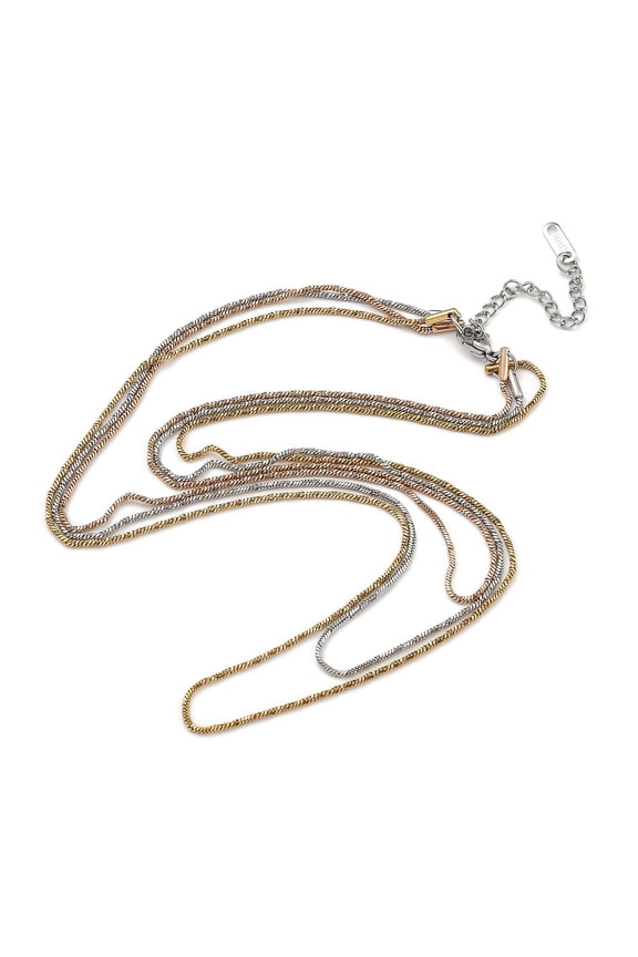 304 Stainless Steel Multi Layered Snake Chain Necklaces Mixed color 18.11 inch(46cm) 3pcs