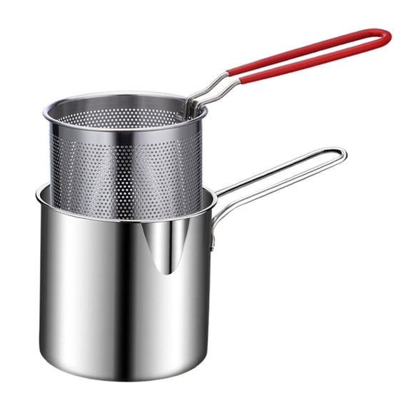 304 Stainless Steel Multifunctional Fryer with Basket, 2026 New Deep Fryer Pot for French Fries, Chicken, and Fish, Easy-Grip Handle and Oil Thermometer for Home Cooking