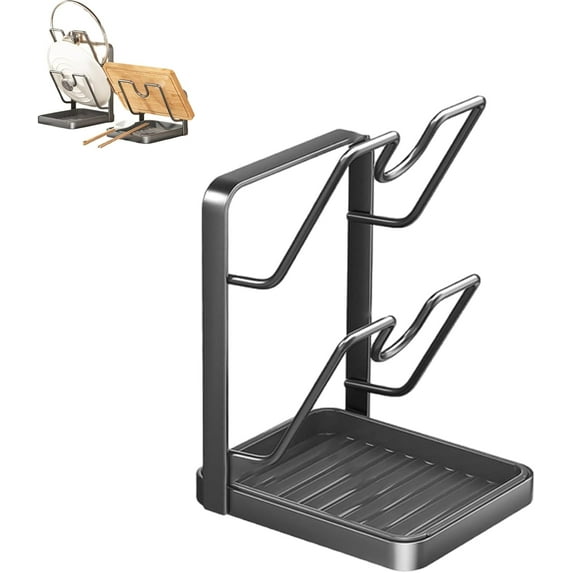 304 Stainless Steel Multifunctional Pot Lid Storage Rack - Counter Top & Stove Top Holder for Cooking