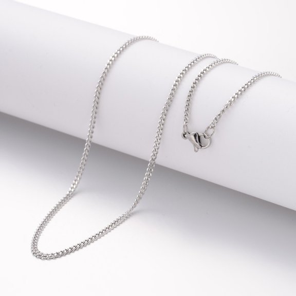 304 Stainless Steel Necklace Curb Chains Faceted with Lobster Clasps Stainless Steel color 23.6 inch(60cm) 2mm