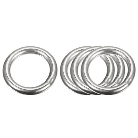 304 Stainless Steel O Rings, 4 Pack 40mm Outer Dia. 6mm Thick Welded O-rings
