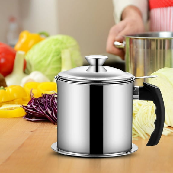 304 Stainless Steel Oil Dispenser with Built-in Filter & Drip Tray, Leak-Proof Wide Mouth Oil Container for Cooking & Olive Oil, Multi-Size Easy Clean Reusable Oil Storage Jug