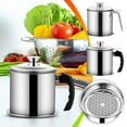 thumbnail image 1 of 304 Stainless Steel Oil Filter Pot - Built-in Fine Mesh Filter & Drip Tray | Leak-Proof Spout | Easy to Clean | Wide Mouth Design | Multiple Sizes | Versatile Use for Cooking Oils, 1 of 5