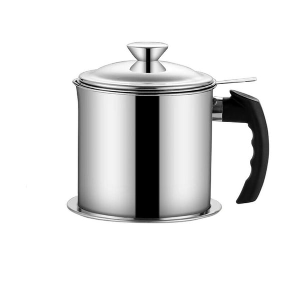 304 Stainless Steel Oil Filter Pot | Built-in Fine Mesh Filter & Drip Tray | Non-Leak Spout | Multiple Sizes | Easy Cleaning | Versatile Use | Cooking Oil Storage | Durable