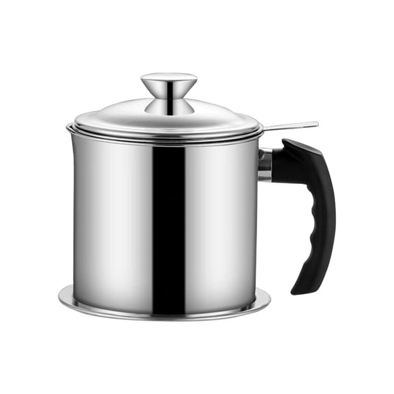 304 Stainless Steel Oil Filter Pot,Drip Tray Cooking Oil Storage Container,Fine Mesh Strainer,Wide Mouth Oil Pouring Jug,Kitchen Oil Filtration Tool,Reusable Cooking Oil Storage,Durable Oil Pot