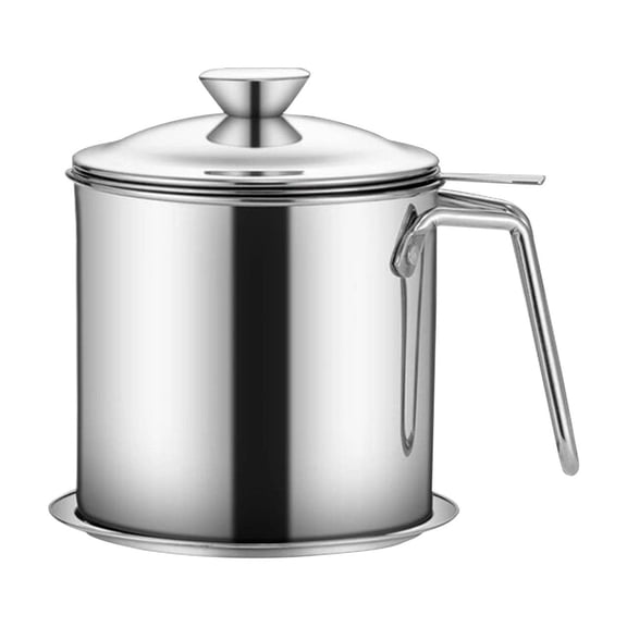 304 Stainless Steel Oil Filter Pot,Drip Tray Cooking Oil Storage Container,Fine Mesh Strainer,Wide Mouth Oil Pouring Jug,Kitchen Oil Filtration Tool,Reusable Cooking Oil Storage,Durable Oil Pot