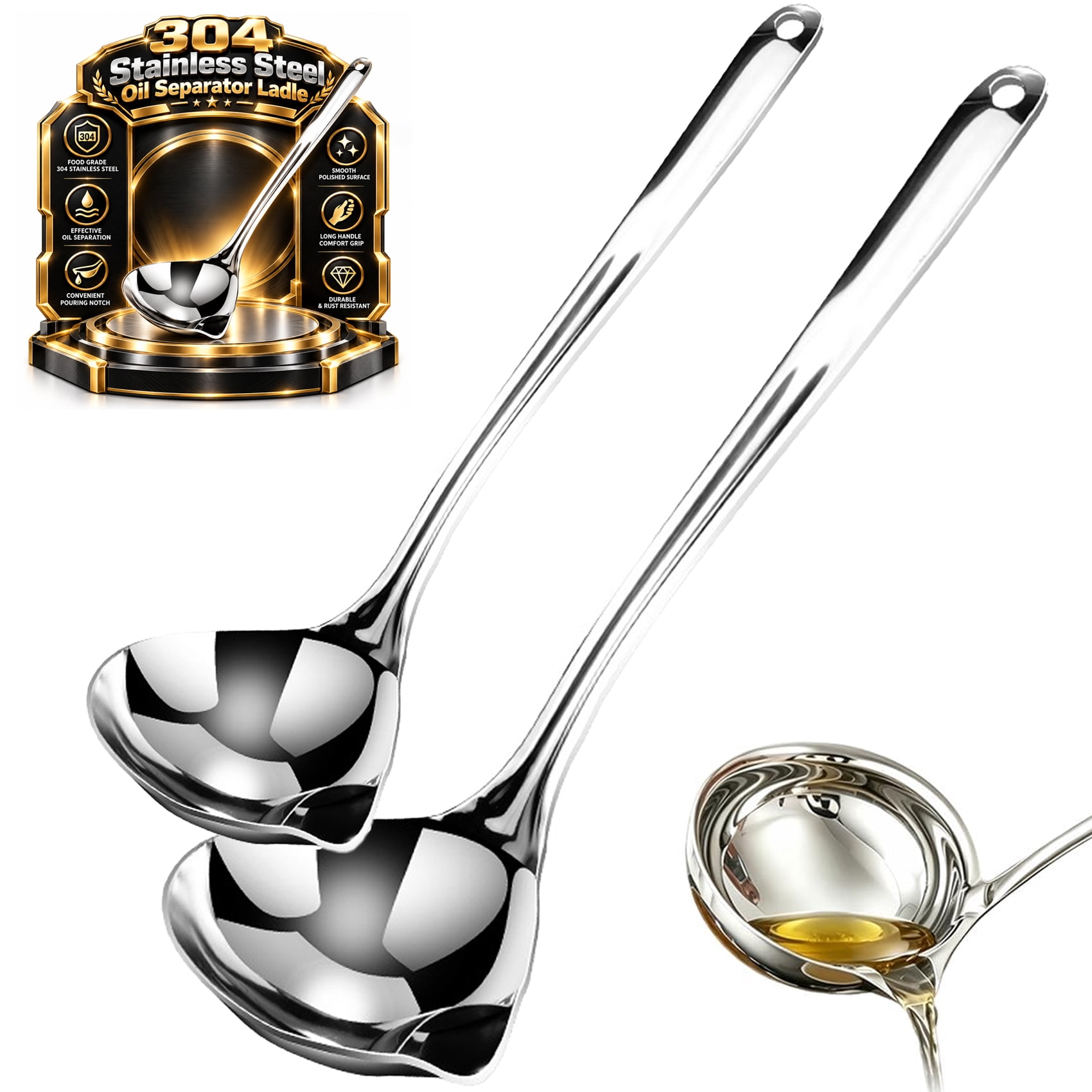 Craft Seperator 304 Stainless Steel Oil Separator Ladle, Upgraded Ladle Oil Separator ...