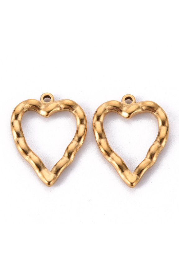 304 Stainless Steel Open Back Bezel Pendants For DIY UV Resin Epoxy Resin Pressed Flower Jewelry Heart Golden 26.5x20.5x3mm Hole: 1.6mm