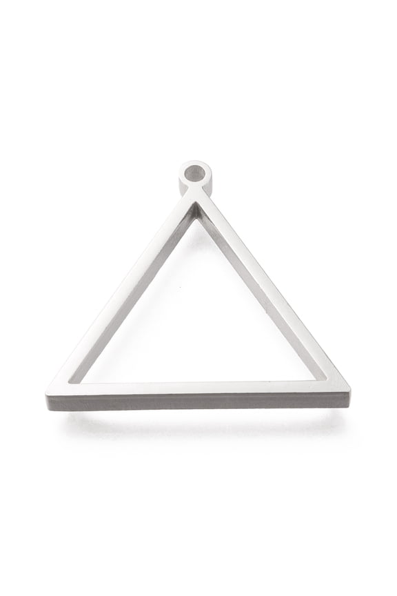 304 Stainless Steel Open Back Bezel Pendants For DIY UV Resin Epoxy Resin Pressed Flower Jewelry Triangle Stainless Steel Color 29x30x3mm