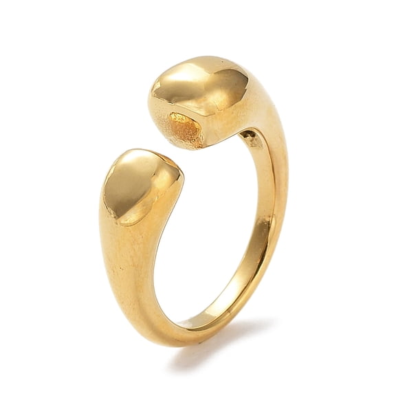 304 Stainless Steel Open Cuff Rings Golden Ring US Size 6(16.5mm)