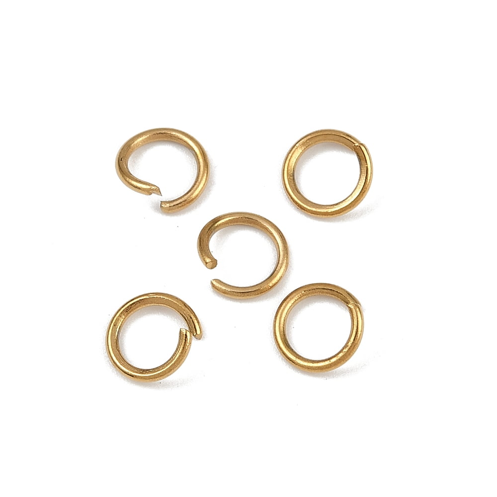 304 Stainless Steel Open Jump Rings Round Ion Plating(IP) Golden 7x1mm 18 Gauge Inner Diameter: 5mm