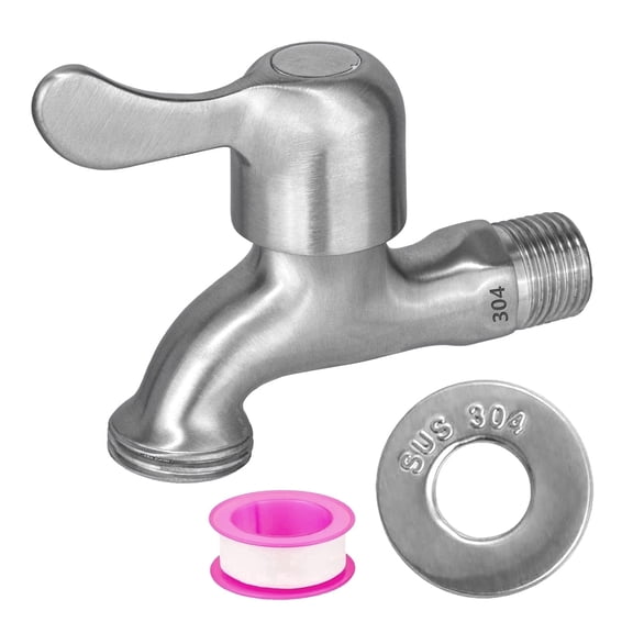 Outdoor Faucet 304 Stainless Steel, 1/2" NPT x 3/4" GHT Hose Bibb, Wall Mount Garden Spigot with Lever Handle, Leak Resistant, Lead Free
