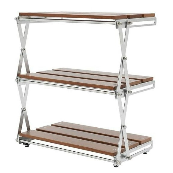 304 Stainless Steel Outdoor Grill Cart Table Pizza Oven Stand, Three-Shelf Stainless Steel Food Prep Table Patio BBQ Grill Table Bar Cart