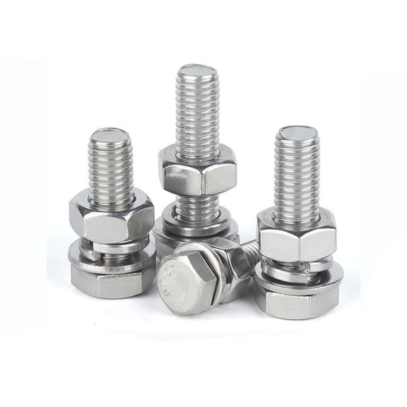 304 Stainless Steel Outer Hex Screw Bolt with washer Nut External Hexagon Screws set of 4 Bolt M8 M10