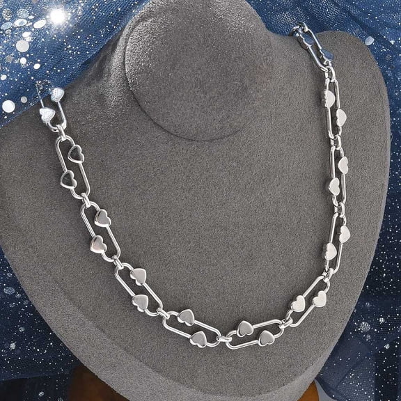 304 Stainless Steel Oval Heart Link Chain Necklaces for Women Stainless Steel color 20-3/8 inch(51.7cm) 3pcs