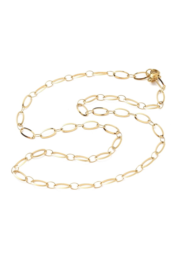 304 Stainless Steel Oval Link Chain Necklaces Ion Plating(IP) Real 18K golden Plated 17.91 inch(45.5cm)