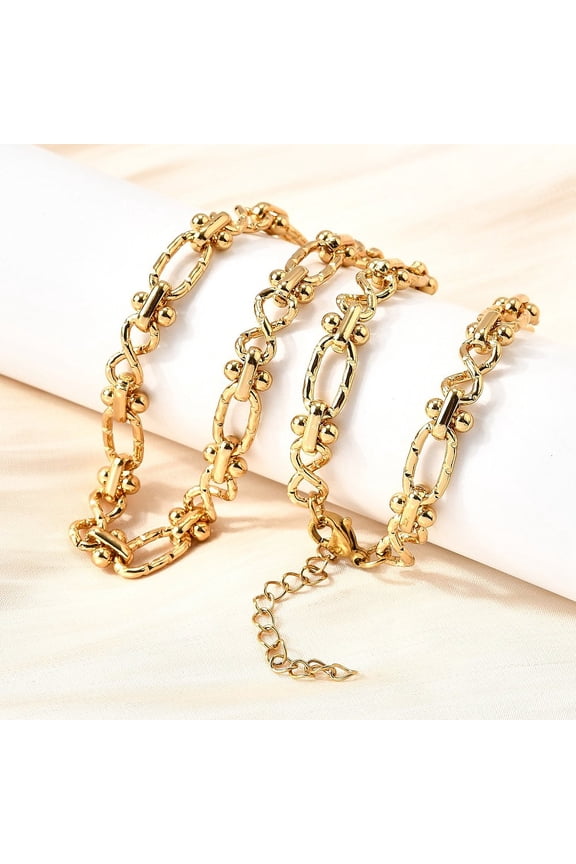 304 Stainless Steel Oval Textured Infinity Link Chain Necklaces for Women Men Ion Plating(IP) Golden 15.75 inch(40cm)+Extender: 48.5mm DIY