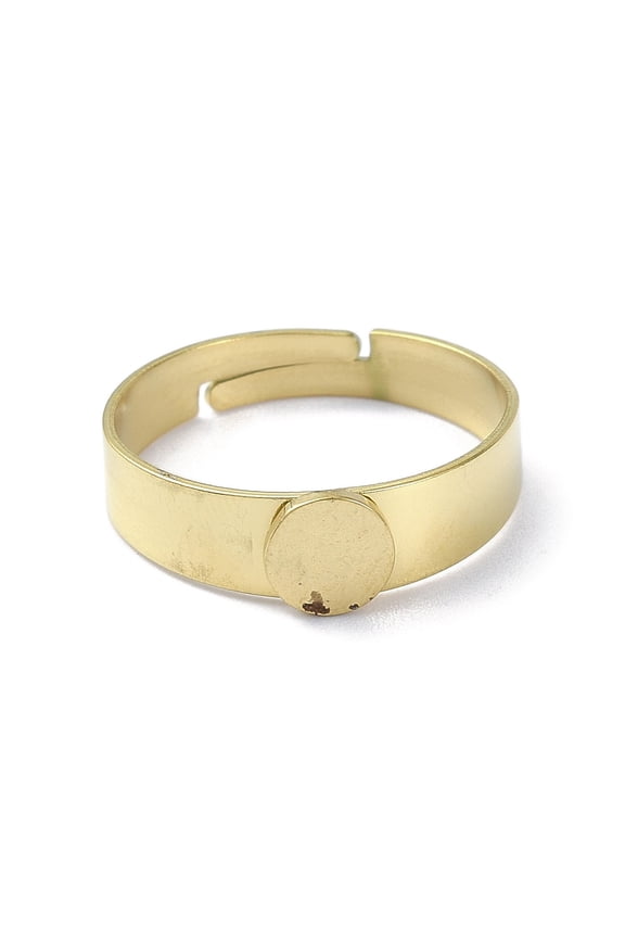 304 Stainless Steel Pad Rings Setting Round Golden Tray: 3~5mm 3~5mm Size 7(17.3mm)