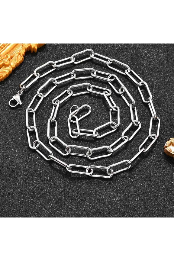 304 Stainless Steel Paperclip Chains Drawn Elongated Cable Chains Necklaces with Lobster Clasps Stainless Steel Color 24.21 inch(61.5cm) DIY