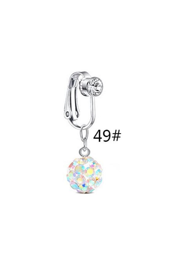 304 Stainless Steel Pave Clear AB Cubic Zirconia Clip on Belly Rings Stainless Steel color Round 20mm 304 Stainless Steel
