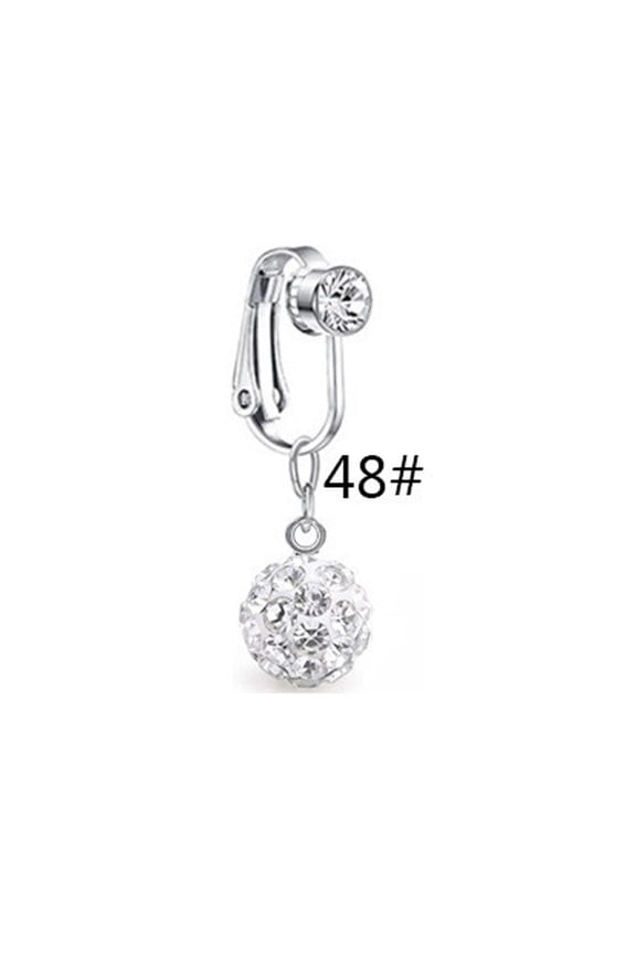 304 Stainless Steel Pave Clear Cubic Zirconia Clip on Belly Rings Stainless Steel color Round 20mm
