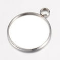 thumbnail image 1 of 304 Stainless Steel Pendant Cabochon Settings Flat Round Stainless Steel Color Tray: 20mm 26.5x22x2mm Hole: 3.5mm, 1 of 3