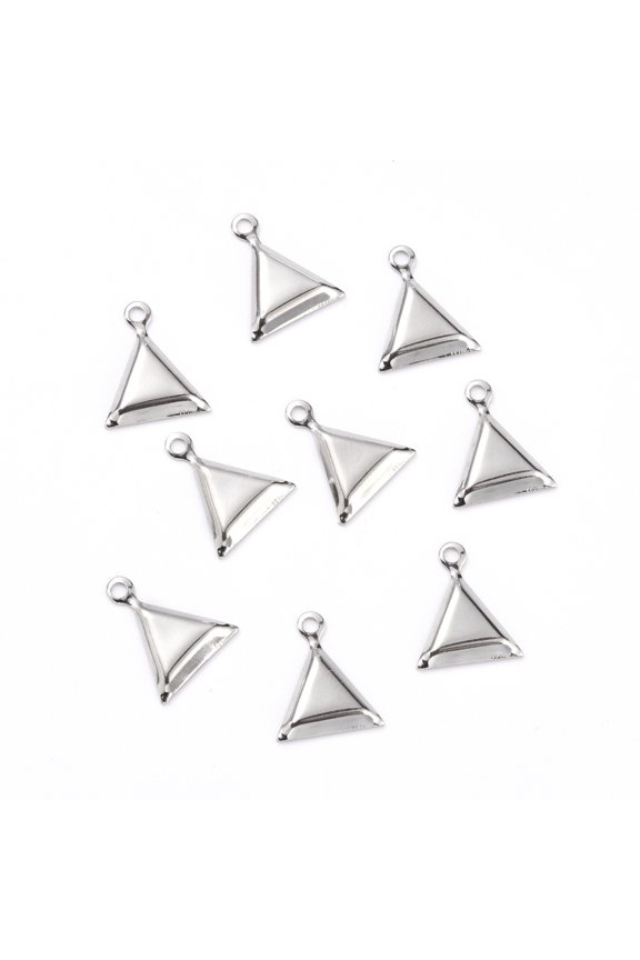 304 Stainless Steel Pendant Cabochon Settings Triangle Stainless Steel Color Tray: 5x6mm 9x11x1mm Hole: 1.2mm