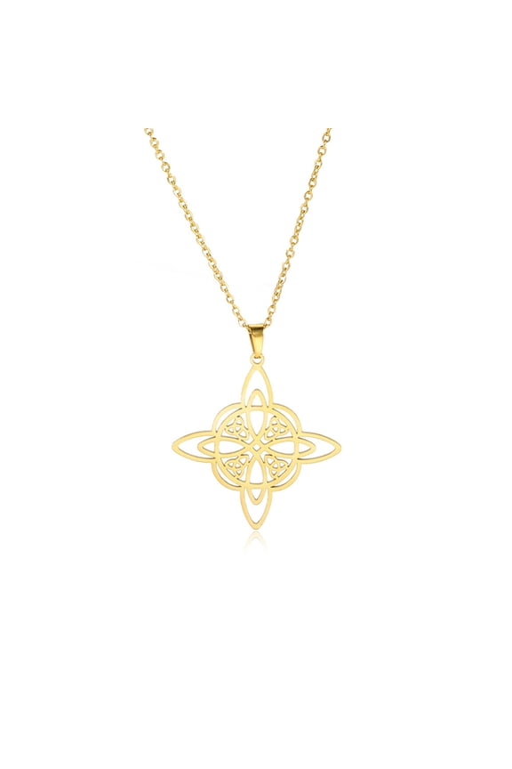 304 Stainless Steel Pendant Necklaces Witches Knot Wiccan Symbol Golden 17.72 inch(45cm) DIY