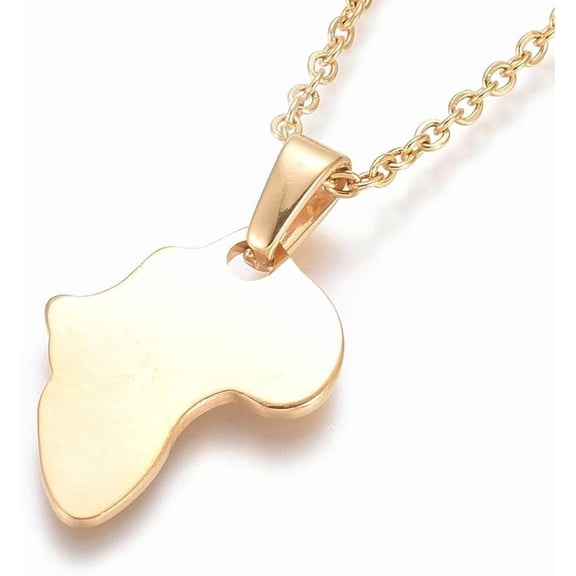 304 Stainless Steel Pendant Necklaces with Cable Chains and Lobster Claw Clasps Africa Map Golden 17.6 inch(44.8cm) 1.5mm
