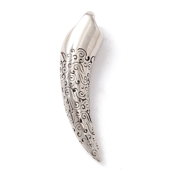 304 Stainless Steel Pendants Canine Tooth Silver 44x10x9.9mm Hole: 4mm DIY