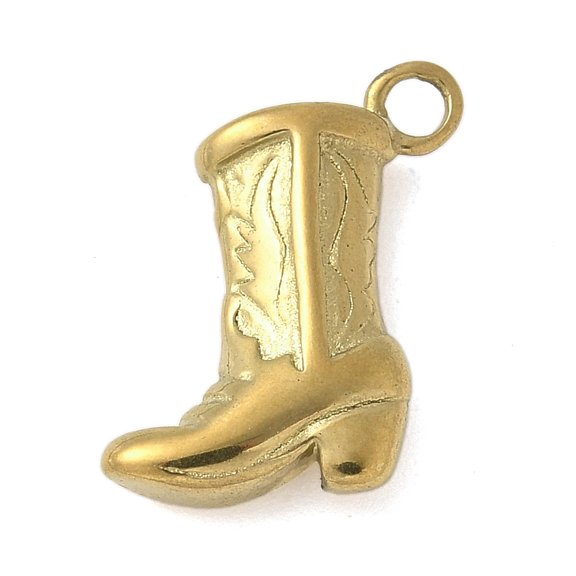 304 Stainless Steel Pendants Cowboy Boots Charms Real 18K golden Plated 15x10x4mm Hole: 2mm