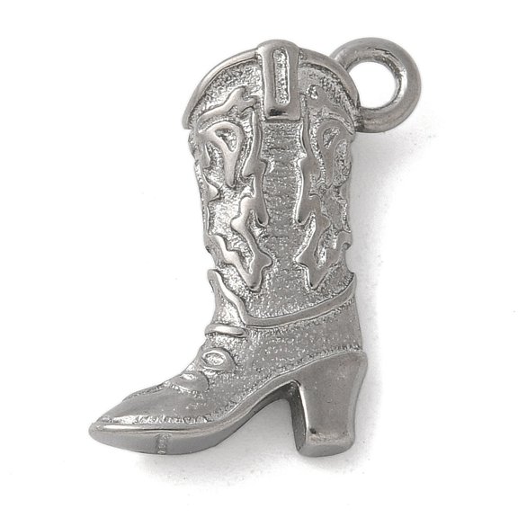 304 Stainless Steel Pendants Cowboy Boots Charms Stainless Steel color 19x16x6mm Hole: 2mm