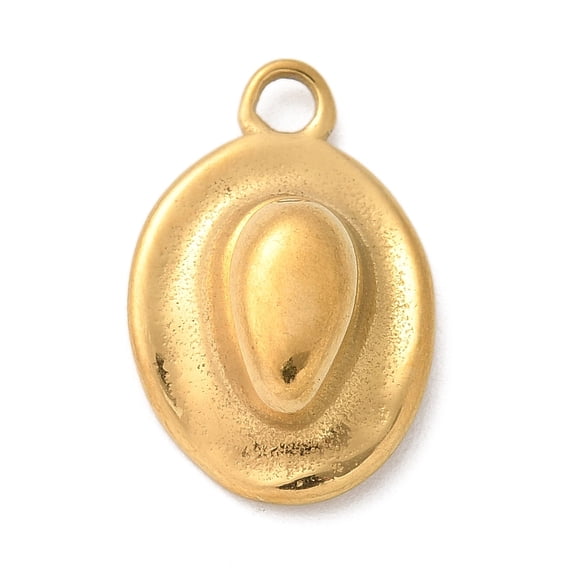 304 Stainless Steel Pendants Cowboy Hat Charm Real 18K Gold Plated 17x11x5mm Hole: 2mm