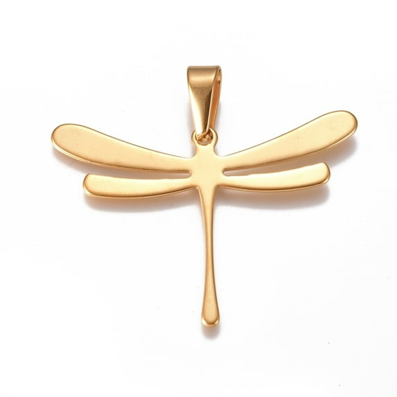 304 Stainless Steel Pendants Dragonfly Golden