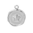 thumbnail image 1 of 304 Stainless Steel Pendants Flat Round Charm Stainless Steel Color Star 16x13mm, 1 of 1