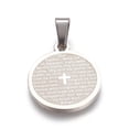 thumbnail image 1 of 304 Stainless Steel Pendants Flat Round with Lord's Prayer Cross Stainless Steel Color, 1 of 2