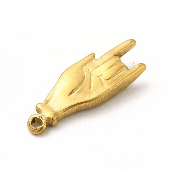304 Stainless Steel Pendants Hand/Gesture for Love Charms Golden 20x6.5x3mm Hole: 1.4mm