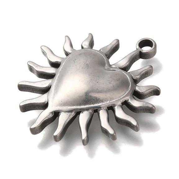 304 Stainless Steel Pendants Heart Charm Silver 27x24x3.8mm Hole: 2mm