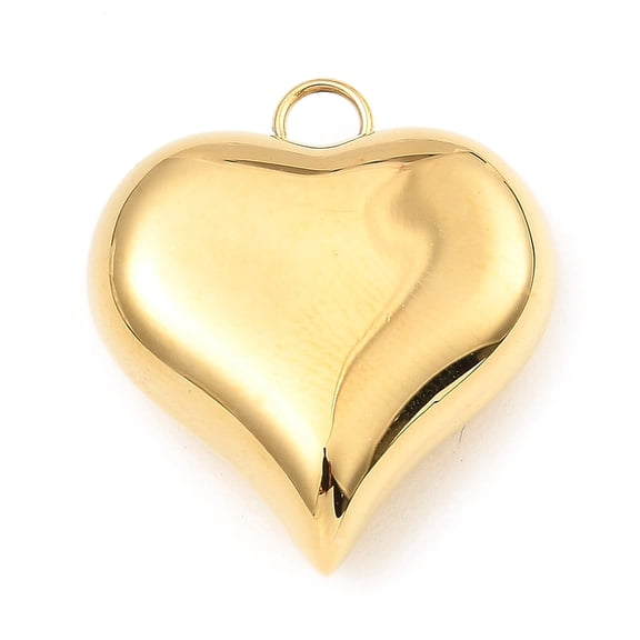 304 Stainless Steel Pendants Heart Charm Real 18K golden Plated 26x23x9mm Hole: 3x3.5mm