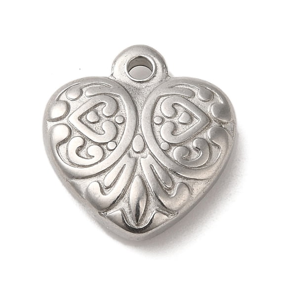 304 Stainless Steel Pendants Heart Charms Stainless Steel Color 16.5x15x4mm Hole: 1.8mm DIY