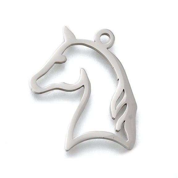 304 Stainless Steel Pendants Hollow Unicorn Charms Laser Cut Anti-Tarnish Stainless Steel Color 25x23.5x1.5mm Hole: 2mm