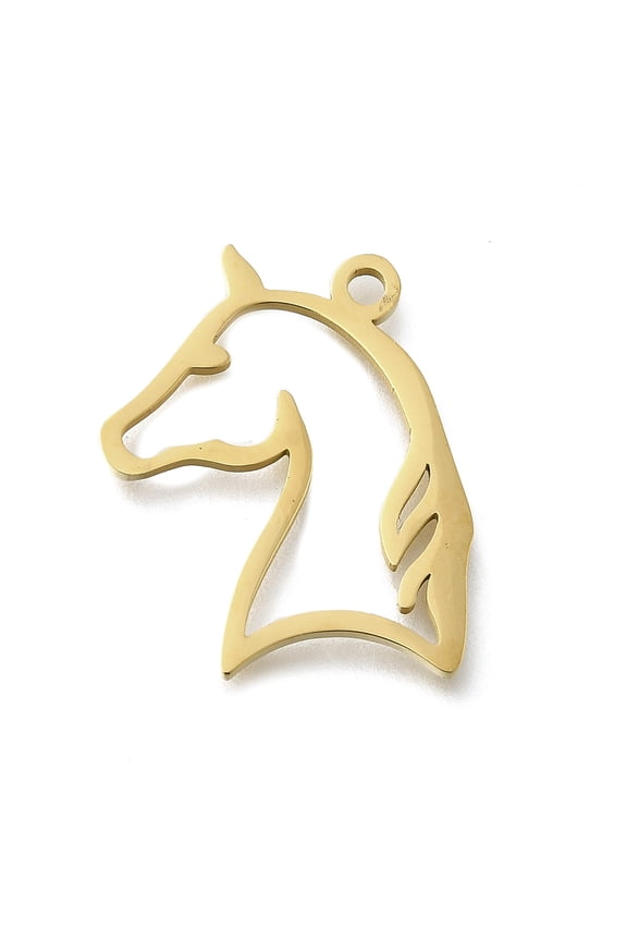 304 Stainless Steel Pendants Hollow Unicorn Charms Laser Cut Real 18K golden Plated 25x23.5x1.5mm Hole: 2mm 304 Stainless Steel