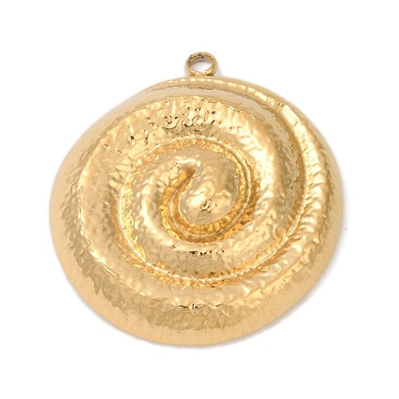 304 Stainless Steel Pendants Ion Plating(IP) Flat Round Vortex Charm Real 18K golden Plated 27.5x25.5x5.5mm Hole: 1.8mm