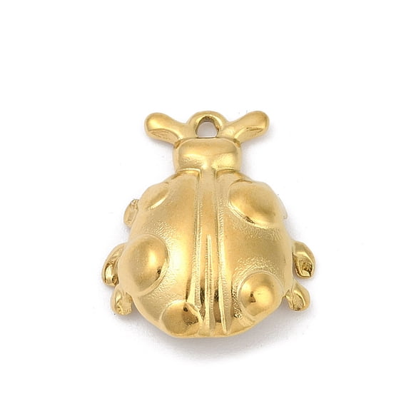 304 Stainless Steel Pendants Ion Plating(IP) Ladybug Charm Golden 20x17x3.5mm Hole: 1.5mm Gold