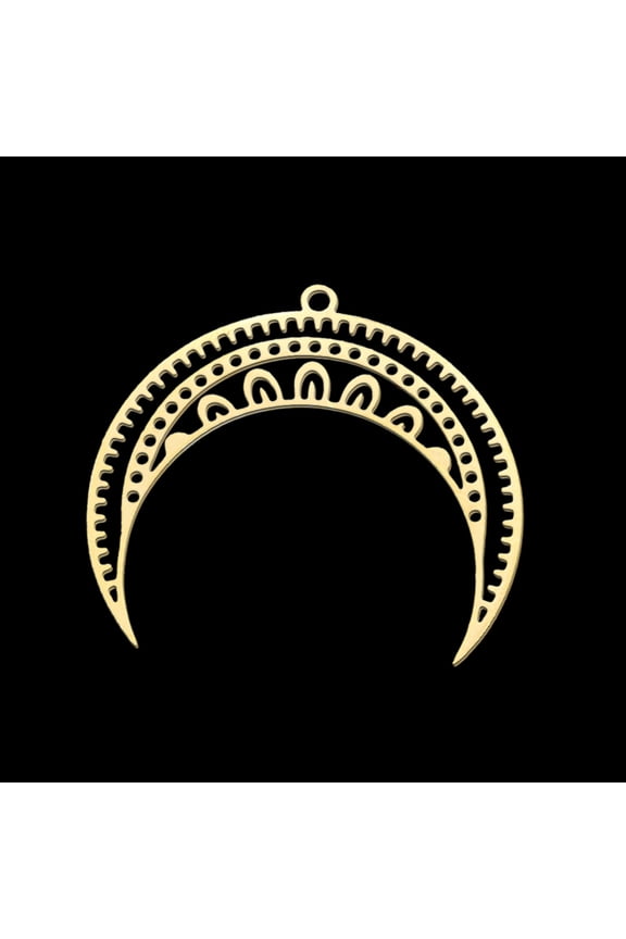 304 Stainless Steel Pendants Laser Cut Moon Golden 31x34x1mm Hole: 1.6mm DIY