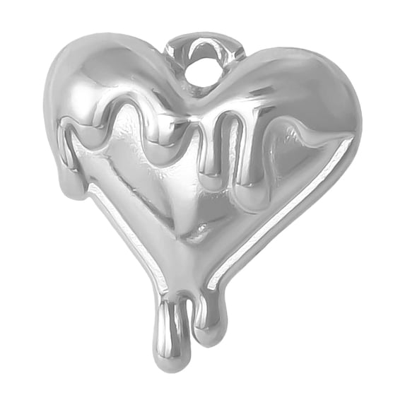 304 Stainless Steel Pendants Melting Heart Charm Stainless Steel color 17x16mm